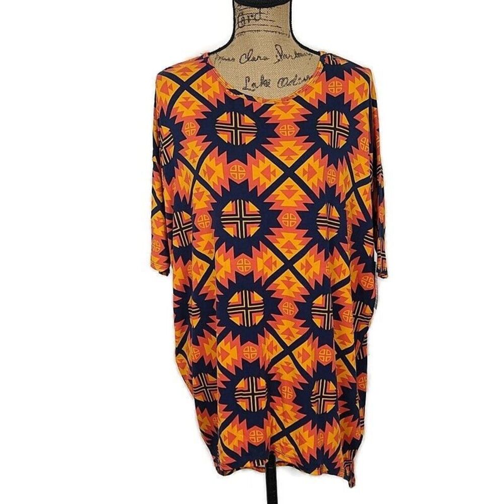 NWT Lularoe Womens sz S Irma T Shirt Orange Geometric Short Sleeve